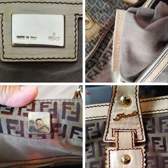 Fendi Zucchino Canvas Leather Tote Bag - Picture 7 of 16